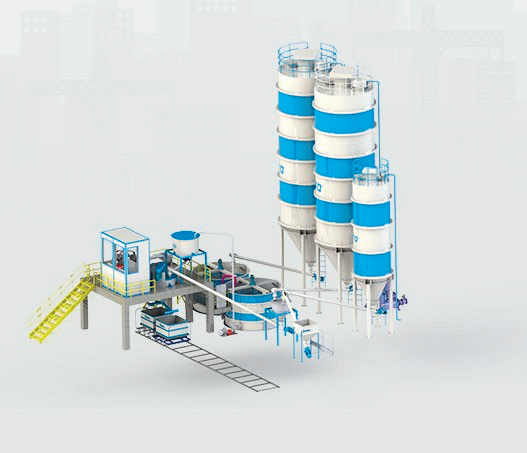 Diagram of the AAC batching plant with material silos
